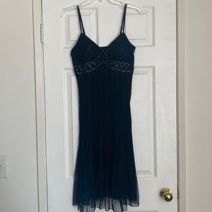 Crochet/pleated black dress